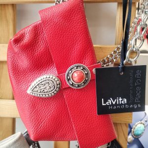 Χειροποίητες δερματινες τσάντες Lavita - Κόκκινη